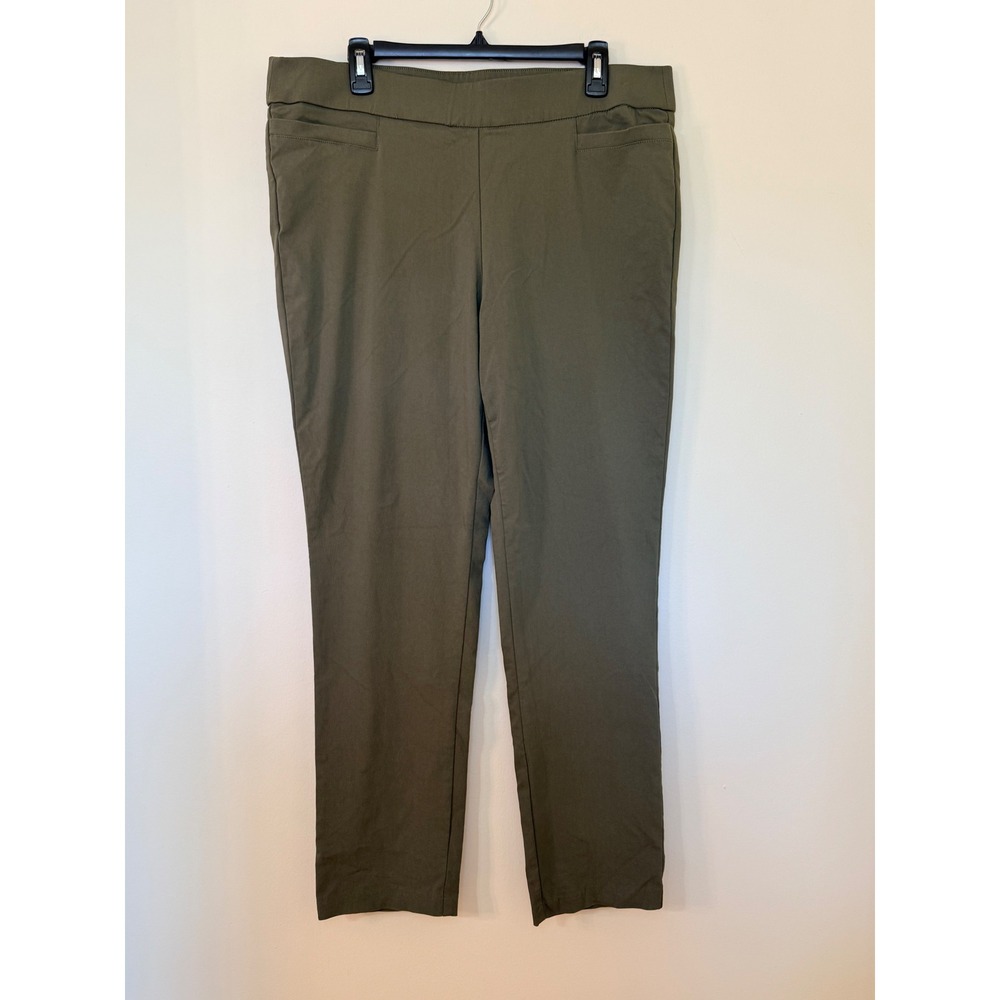Briggs New York Women Olive Green Pull On Slim Leg Dress Pants Size 16